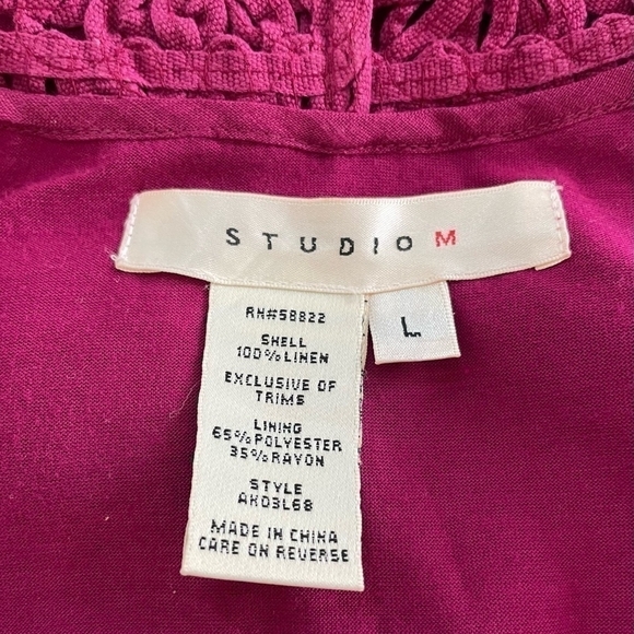 STUDIO M Burgundy Purple Women’s Sleeveless Floral Embroidered Linen Dress - Picture 7 of 7